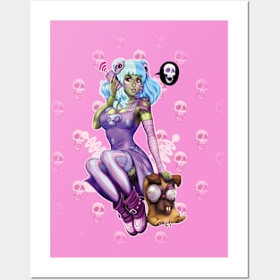 Pastel goth halloween pinup girl Posters and Art